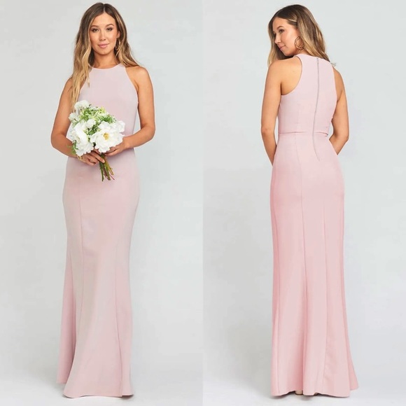 NWT Show Me Your Mumu Chicago High Neck Gown Vintage Rose Stretch Crepe - Picture 1 of 12